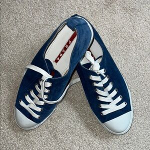 Prada Women's Blue Suede Sneakers